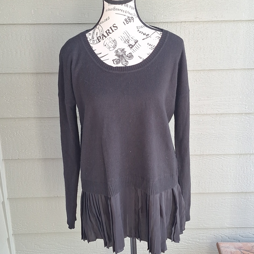 Madison Marcus Twofer Layered  Lagenlook Silk Cashmere Sweater Black Goth M